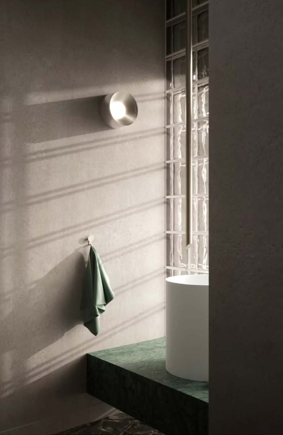 Green marble bathroom vanity detail from a Jace Space project